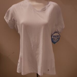 Columbia White Total Zero Short Sleeve Vneck Top Xl Nwt